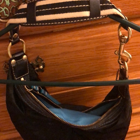 COACH BLACK &TEAL SATIN PURSE - Picture 5 of 5